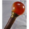 Image 2 : Lot 196: Walking Cane with Handcut Agate. Antique. Partridge Wood.