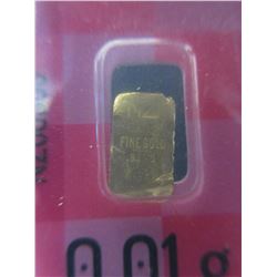 2 x .995 Fine Gold Bullion Bars - 0.01 grams each