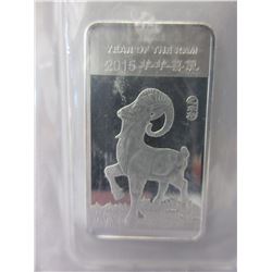 .999 Fine Silver 2015 Year of the Ram bar - 1/2 oz.