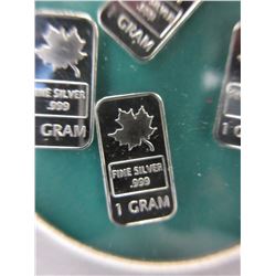 4 x .999 Fine Silver "Canada Maple Leaf" bars