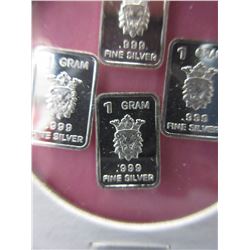 4 x .999 Fine Silver "Scottsdale Lion" bars