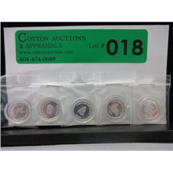 5 x .999 Fine Silver Art Rounds - 1 gram each