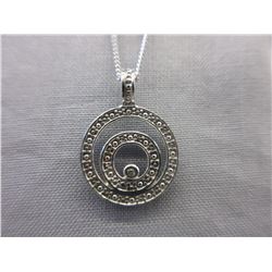 .925 Silver Circle necklace set with Diamond