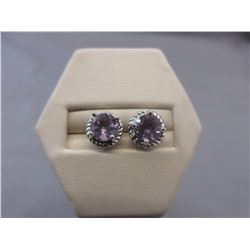 New Amethyst & Diamond Earrings set in Sterling Silver