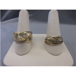 2 Solid Bronze biker rings -  Artist signed