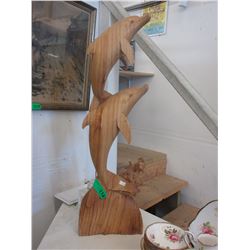 Carved wood Dolphin statue