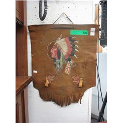 Hand painted Indian wall art on leather