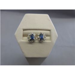 14KT Yellow Gold New Sapphire & Diamond Earrings