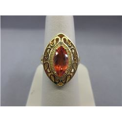 Orange Quartz & Diamond Ring