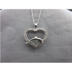 Diamond-set Dolphin & Heart Design Necklace set