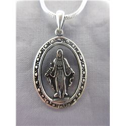 Madonna motif Pendant & Snake Chain