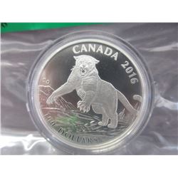 2016 Canada Silver $100 Cougar Coin
