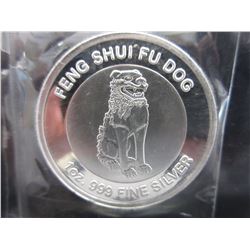 Feng Shui Fu Dog motif Silver Round