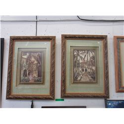 2 Plantation prints in shadowbox frames