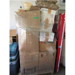 Skid of storage locker goods