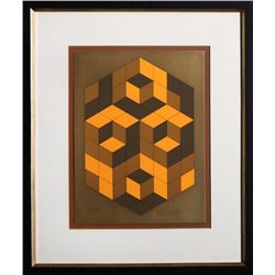Victor Vasarely, Composition Gold, Serigraph