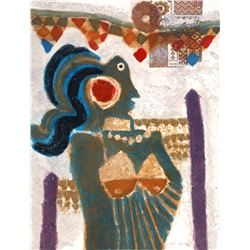 Theo Tobiasse, Femme Totem, Carborundum Etching