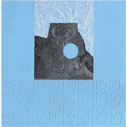 Martin Barooshian, Blue Goddesses, Acrylic Painting with Collage