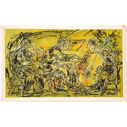 Charles Burdick, Jazz Musicians, Ink and Watercolor Painting