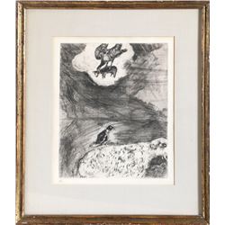 Marc Chagall, Le corbeau voulant imiter l'aigle, Les Fables de la Fontaine, Etching