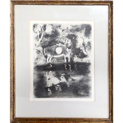 Marc Chagall, The Ass loaded with Sponges, Les Fables de la Fontaine, Etching