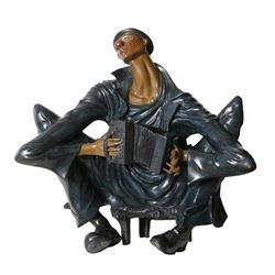 Thierry Ligismond, Bandoneon Player, Bronze Sculpture