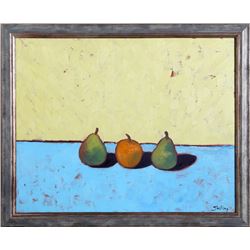 Bewabon Shilling, Green Pears, Oil Painting