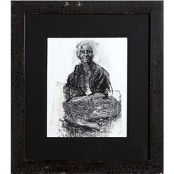 Leamon Green, Respect Figure Study, Mixed Media Drawing
