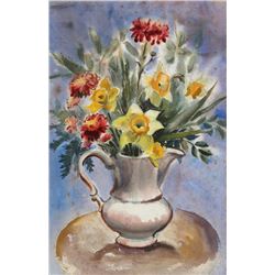 Eve Nethercott, Vase of Spring Flowers (P2.48), Watercolor Painting