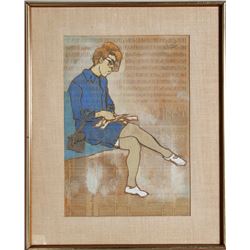 Joseph Solman, Reading Lady - III, Gouache Painting