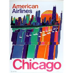 David Klein, Chicago - American Airlines, Travel Poster