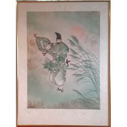 Lee Reynolds, Asian Man with Flute, Acrylic Painting