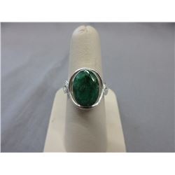 5 CT  Emerald & Sterling Silver ring - Oval Cut