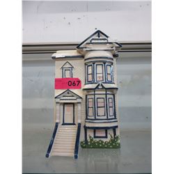 Glazed ceramic cookie jar - house shaped