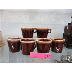 6 Vintage McCoy & Hull glazed ceramic mugs