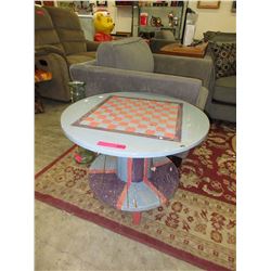 Folk art chess board table