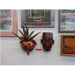 2 Carved wall masks