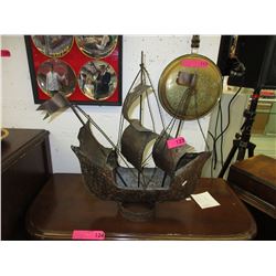 Metal sailing ship ornament - used