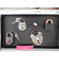 4 Vintage padlocks - 3 with keys