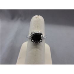 Solid Sterling Silver, Diamond and Garnet Ring