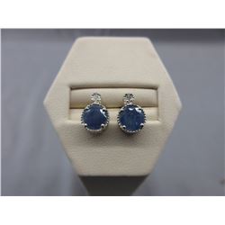 New Sapphire & Diamond Sterling Silver Earrings