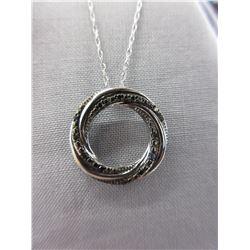 Black Diamond-set Eternity Circle style Pendant
