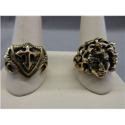 2 Mans Bronze Biker style rings