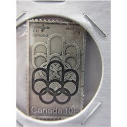 Canada Post Stamp 1976 Olympic motif Silver bar