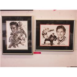 2 Framed prints - Trevor Linden & Elvis