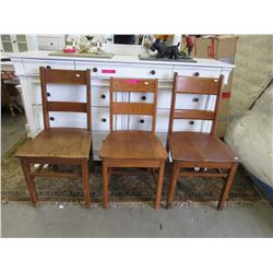 3 Antique solid oak chairs
