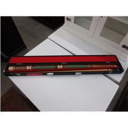 Used pool cue in fitted case