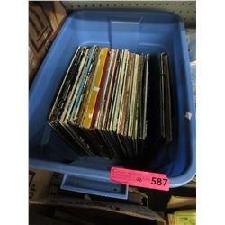 Tote of vintage LP records