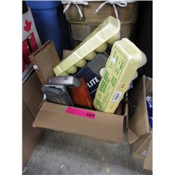 Box of used golf balls & more