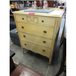 Vintage painted walnut dresser - on casters